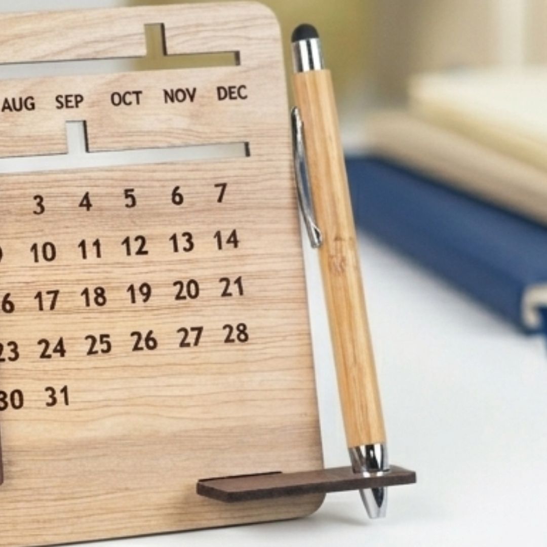 1779691144_Wooden Calendar Desk Stand with Pen Set- 3